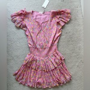NWT LoveShackFancy Audette Cotton Ruffled Mini Dress size L